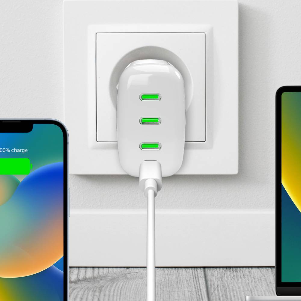 Puro Caricabatterie da parete MiniPro 96W tecnologia GAN: 3 porte USB-C Saldi Di Fabbrica