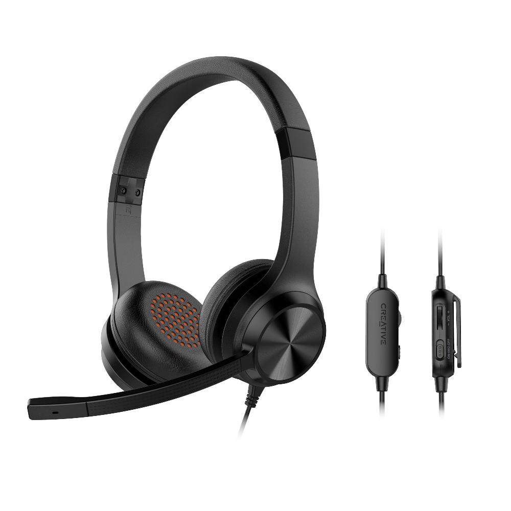 Creative Chat Cuffie on-ear stereo da 3 5mm con microfono a condensatore antirumore e telecomando a filo Presa