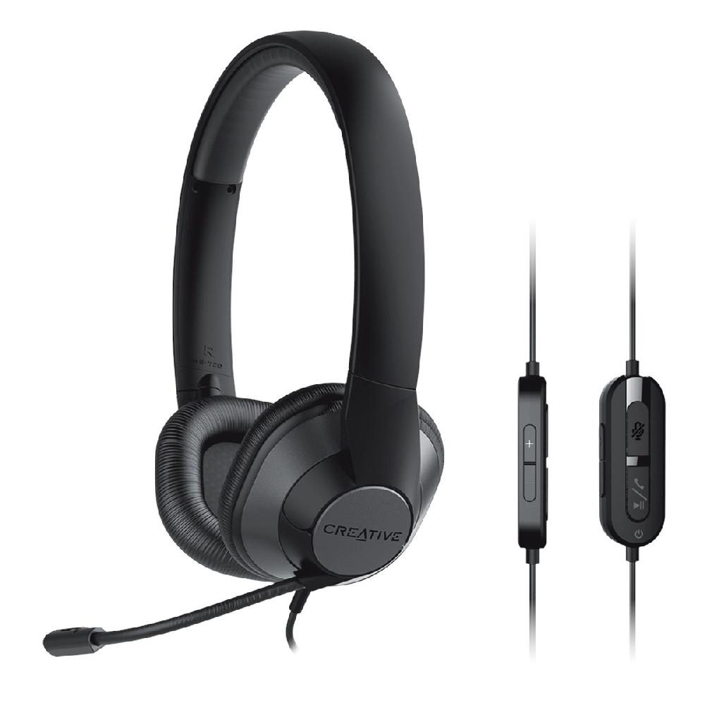 Creative HS-720 V2 Cuffie USB con microfono a condensatore con cancellazione del rumore e telecomando a cavo con pulsante di disattivazione del microfono per le videochiamate Sconto
