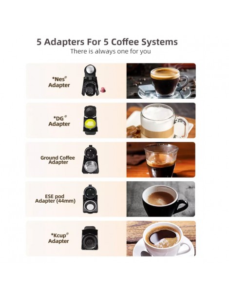 HiBREW H2B Caffettiera 5 in 1 con linea di livello dell'acqua macchina per caffè a capsule caldo/freddo a 19 bar - Bianco In Linea
