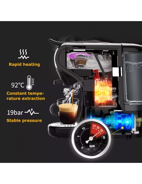 HiBREW H1A 1450W 19 bar Macchina per caffè espresso macchina per caffè caldo/freddo a capsule multiple 4 in 1 - Nero Consegna Veloce