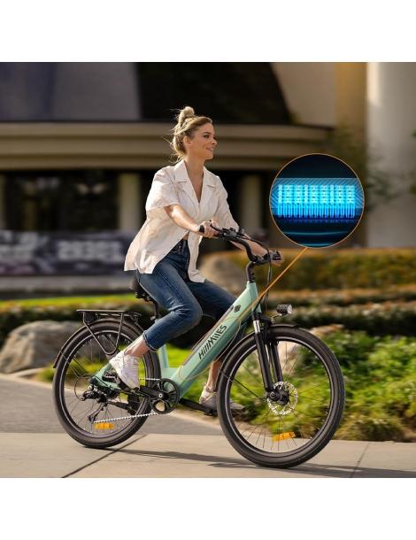 HillMiles MileCity1 Bicicletta elettrica motore da 250W batteria da 36V 13AH pneumatico da 26 pollici - Verde Outlet