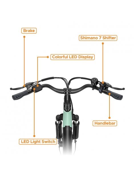 HillMiles MileCity1 Bicicletta elettrica motore da 250W batteria da 36V 13AH pneumatico da 26 pollici - Verde Outlet