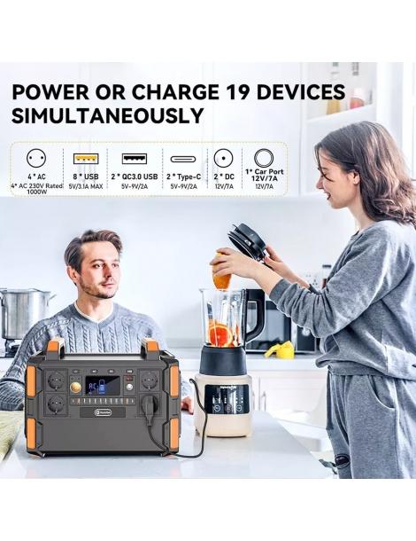 Generatore solare portatile Flashfish F132 1041.6Wh/1000W batteria LiFePo4 uscita 230V AC 19 uscite versione UE Consegna Veloce
