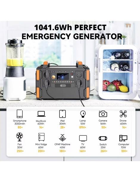 Generatore solare portatile Flashfish F132 1041.6Wh/1000W batteria LiFePo4 uscita 230V AC 19 uscite versione UE Consegna Veloce