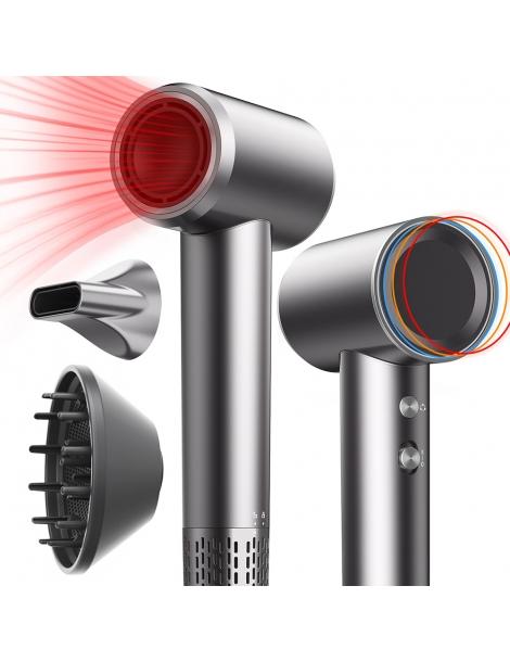 Micollme H6S Asciugacapelli con 2 bocchette asciuga i capelli medi in 2-3 minuti 59dB tecnologia a ioni negativi - grigio I Più Venduti