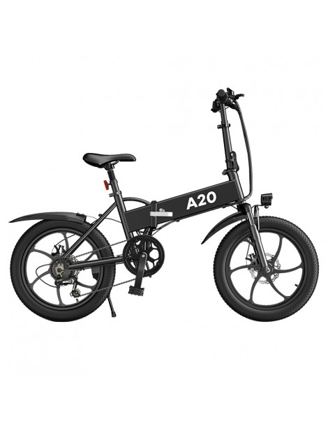 ADO A20+ 250W Bicicletta elettrica pieghevole Telaio 7 velocità Ingranaggi rimovibili Batteria agli ioni di litio 10 4 Ah - Nero In Linea