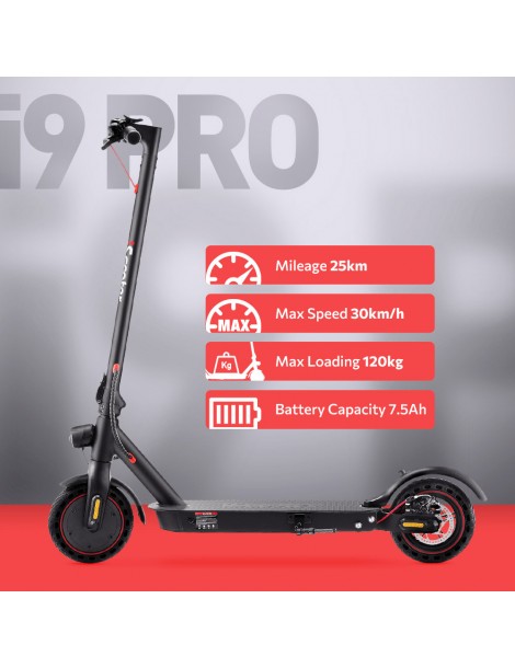 iScooter i9 Pro Scooter elettrico 8 5 pollici Pneumatico a nido d'ape 350W Motore 7 5Ah Batteria 30km/h Velocità massima Nero Offerta