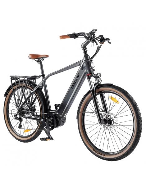 TESWAY COMET-M Bicicletta elettrica con motore centrale motore 500W batteria 48V 14Ah pneumatici 27 5*2 4 pollici - Grigio Vendita Calda