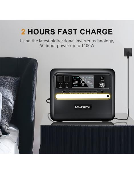 TALLPOWER V2400 Stazione di alimentazione portatile generatore solare LiFePo4 da 2160Wh uscita CA da 2400W UPS - Nero Novità