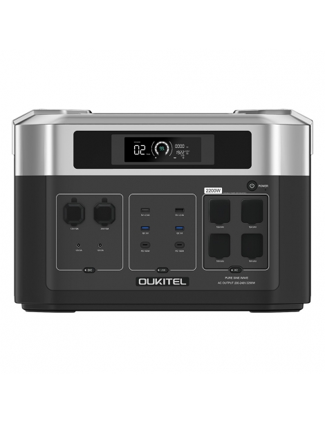 OUKITEL BP2000 Centrale elettrica portatile batteria LiFePO4 da 2048Wh/640000mAh uscita AC da 2200W UPS da 2000W Online