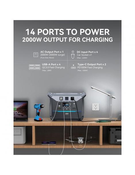 DaranEner NEO2000 Stazione di energia portatile generatore solare con batteria LiFePO4 da 2073 6Wh uscita AC da 2000W Offerte