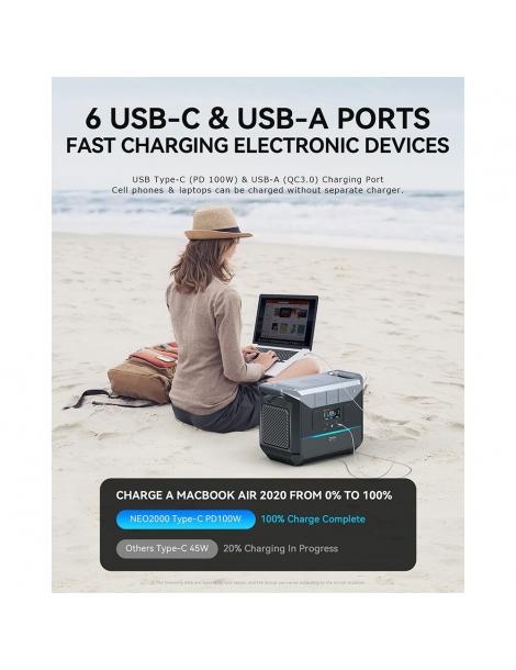 DaranEner NEO2000 Stazione di energia portatile generatore solare con batteria LiFePO4 da 2073 6Wh uscita AC da 2000W Offerte