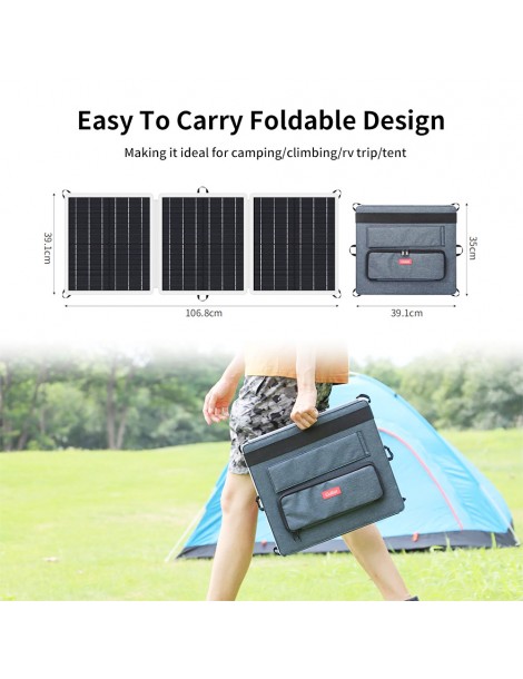 GOFORT Pannello Solare Portatile 18V 60W con Tre Porte di Uscita DC/QC3.0/USB-A Promozione