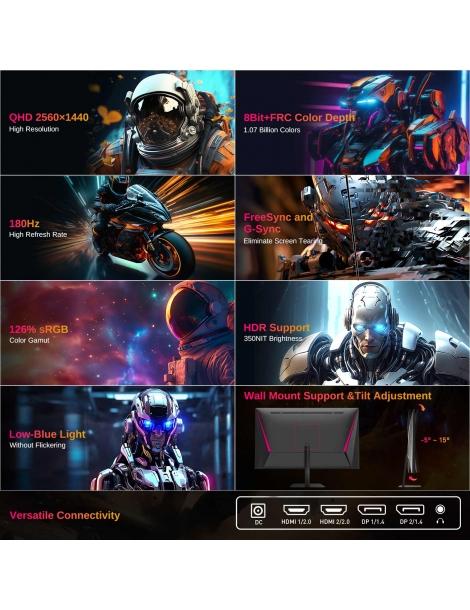 KTC Q24T09 Monitor da gioco pannello IPS veloce risoluzione 2560x1440 180 Hz HDR10 luce blu ridotta Lightning offer