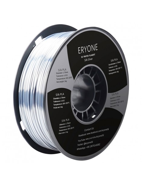 ERYONE Seta PLA Filamento per stampante 3D 1 75 mm Tolleranza 0 03 mm 1 kg (2 2 libbre)/Pool - Argento Sottocosto