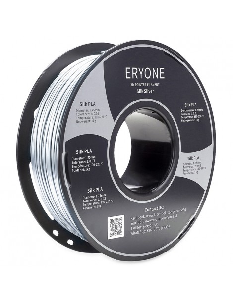 ERYONE Seta PLA Filamento per stampante 3D 1 75 mm Tolleranza 0 03 mm 1 kg (2 2 libbre)/Pool - Argento Sottocosto