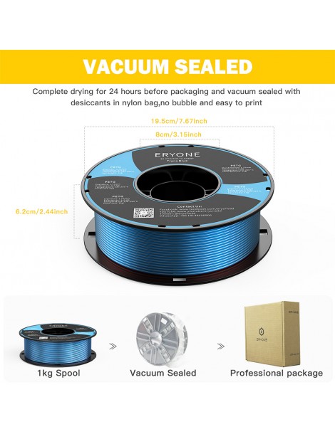 ERYONE PETG Filamento per stampante 3D 1 75mm Tolleranza 0 03mm 1KG(2.2LBS)/Spool - Blu trasparente Ultimi due giorni