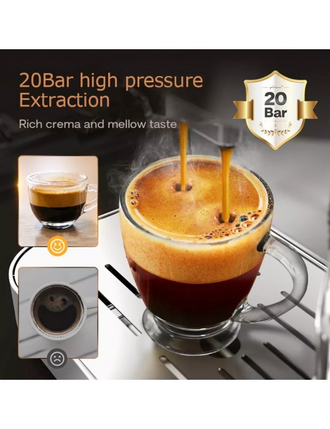 HiBREW H10 1050W macchina da caffè semi-automatica a 20 bar macchina per caffè espresso a cialde e macinato ESE capacità 1 5L Promozione Limitata