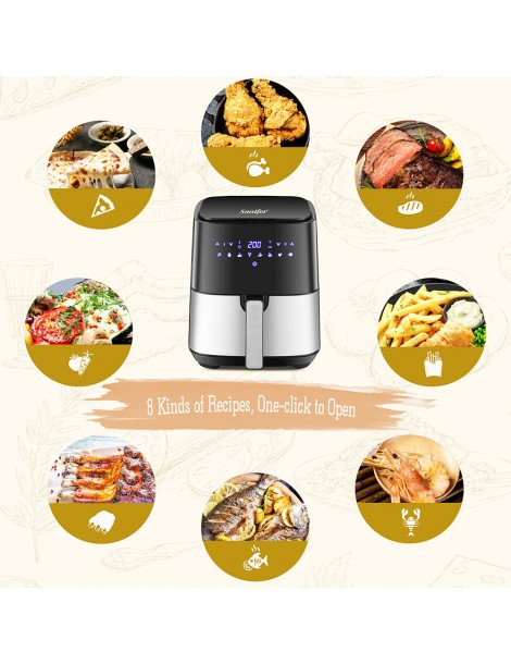 Sonifer SF1014 1450W 5L Friggitrice ad aria senza olio LED Touchscreen friggitrice elettrica Cestello antiaderente Offerte