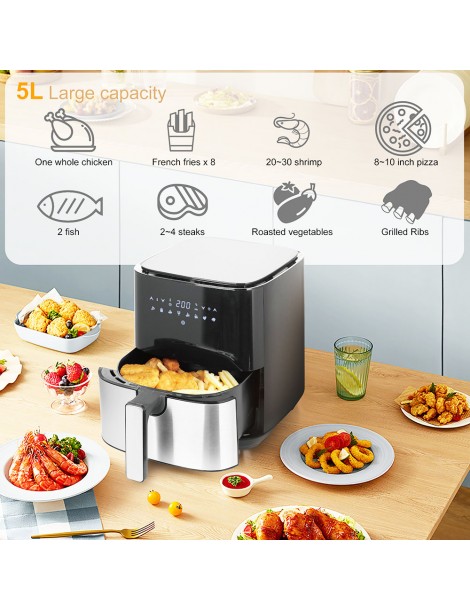 Sonifer SF1014 1450W 5L Friggitrice ad aria senza olio LED Touchscreen friggitrice elettrica Cestello antiaderente Offerte