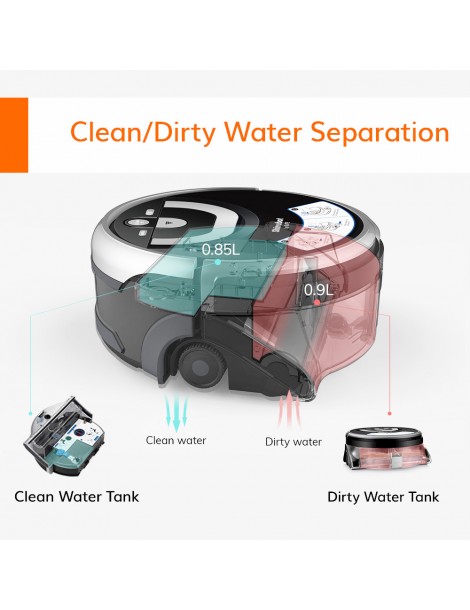 ILIFE W400 1000Pa Robot lavapavimenti 900ml Serbatoio d'acqua Pianificazione giroscopica 4 modalità di pulizia Offerta