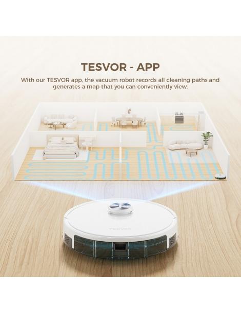 Tesvor S7 Pro AES Robot Aspirapolvere con Stazione di Svuotamento Automatico Funzione Mopping Aspirazione 6000Pa - Bianco Promozione Limitata