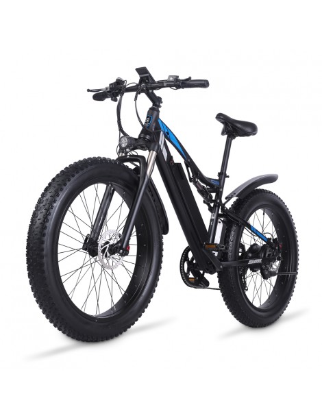 Shengmilo MX03 Bicicletta elettrica 48V 1000W Motore brushless 17Ah Batteria 26 pollici Pneumatici 40km/h – Nero Outlet