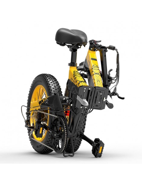 BEZIOR XF200 Bici elettrica pieghevole da 20 pollici con pneumatici grassi Motore da 1000 W Batteria da 48 V 15 Ah - Nero Giallo In Vendita