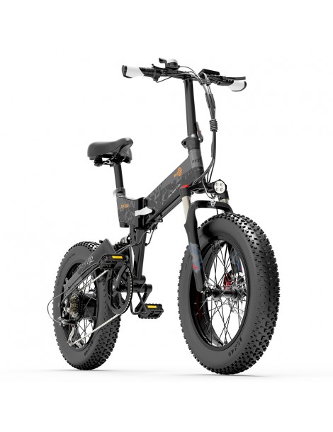 BEZIOR XF200 Bici elettrica pieghevole da 20 pollici con pneumatici grassi Motore da 1000 W Batteria da 48 V 15 Ah - Nero Grigio Offerte