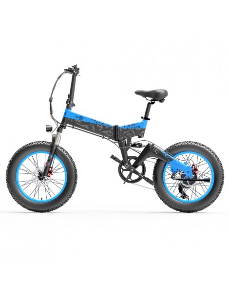 BEZIOR XF200 Bici elettrica pieghevole da 20 pollici con pneumatici grassi Motore da 1000 W Batteria da 48 V 15 Ah - Nero Blu Hotsell