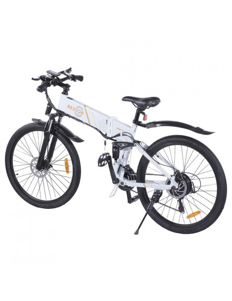 BEZIOR M26 26 Pollici Pneumatici Bicicletta Elettrica Pieghevole - 500W Motore Brushless & 48V 10Ah Batteria - Bianco Vendita Calda