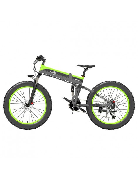 BEZIOR X1000 26 pollici Fat Tire Foldable Electric Bike 1000W Motore Panasonic 48V 12.8Ah Batteria - Nero Verde Saldi Di Fabbrica
