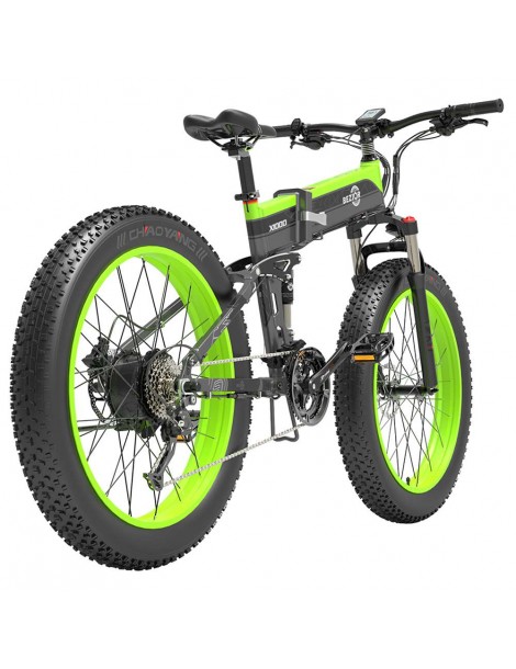 BEZIOR X1000 26 pollici Fat Tire Foldable Electric Bike 1000W Motore Panasonic 48V 12.8Ah Batteria - Nero Verde Saldi Di Fabbrica