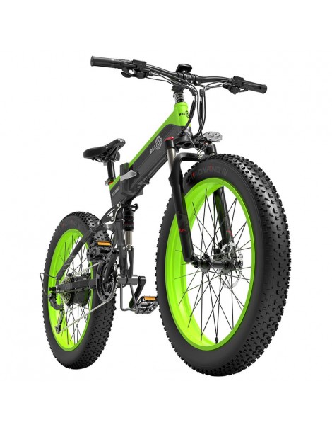 BEZIOR X1000 26 pollici Fat Tire Foldable Electric Bike 1000W Motore Panasonic 48V 12.8Ah Batteria - Nero Verde Saldi Di Fabbrica
