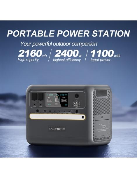 TALLPOWER V2400 Stazione di alimentazione portatile generatore solare LiFePo4 da 2160Wh uscita CA da 2400W UPS - Grigio Consegna Veloce