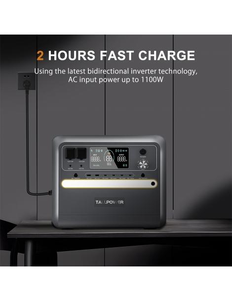TALLPOWER V2400 Stazione di alimentazione portatile generatore solare LiFePo4 da 2160Wh uscita CA da 2400W UPS - Grigio Consegna Veloce