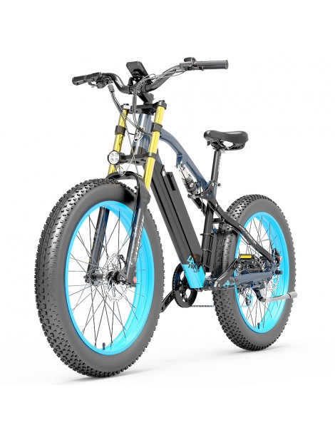 LANKELEISI RV700 16Ah 48V 1000W Bicicletta elettrica - Nero Blu Vendite Flash