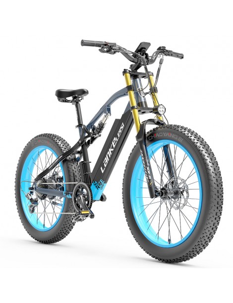 LANKELEISI RV700 16Ah 48V 1000W Bicicletta elettrica - Nero Blu Vendite Flash
