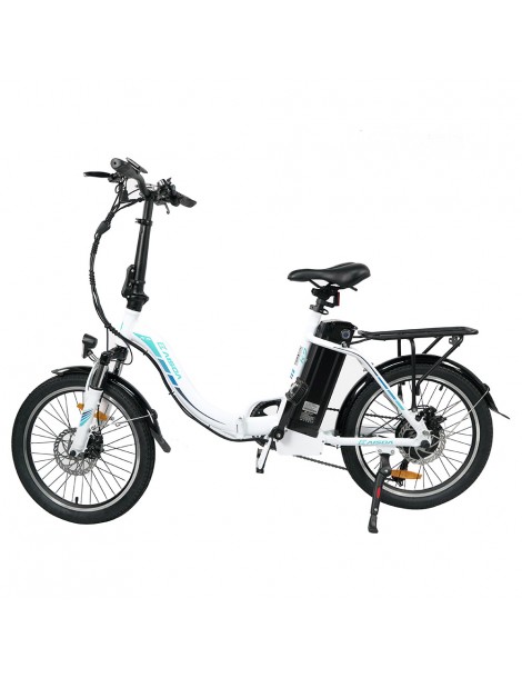 KAISDA K7 Ciclomotore elettrico pieghevole bicicletta da montagna motore 350W SHIMANO a 7 velocità controllo APP - Bianco Qualità Garantita