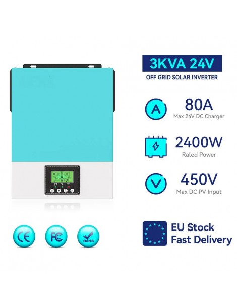 Inverter solare off grid DAXTROMN 2400W caricatore solare MPPT 24V DC 80A inverter sinusoidale puro con ingresso PV 450V DC Convenienza