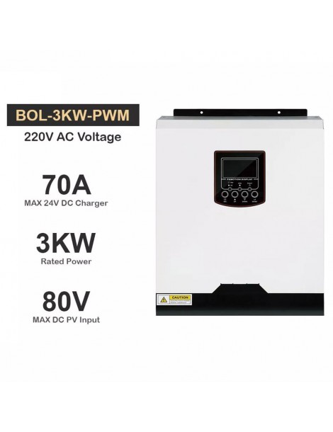 DAXTROMN Inverter solare off grid da 3KW caricatore PWM da 24V DC 70A ingresso PV 80VDC Inverter sinusoidale puro senza WiFi Outlet