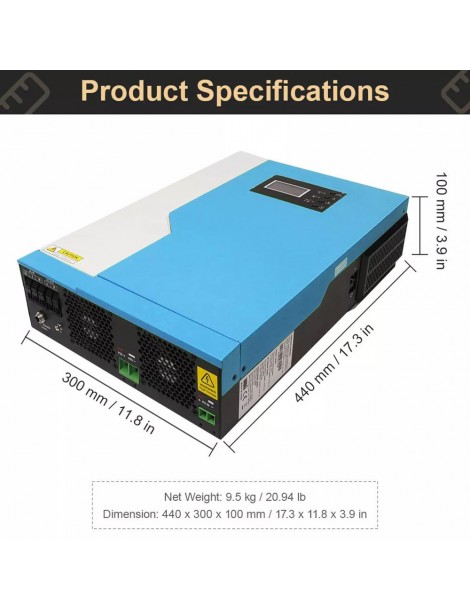 DAXTROMN Inverter Solare Off Grid da 3 5KW Caricatore MPPT da 24V DC 100A Sinusoidale Puro con Ingresso PV 450VDC e WiFi In Vendita