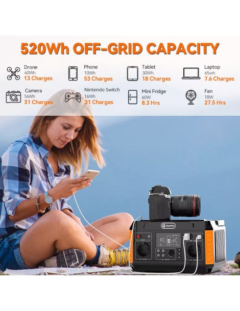 FlashFish P60 560W/520Wh Generatore solare portatile 220V Pure Sine Wave AC Outlets 11 uscite EU Hotsell