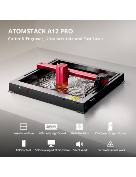 ATOMSTACK A12 PRO 12W Taglierina per incisione laser messa a fuoco fissa precisione di incisione 0 02 mm Fino Al -60%