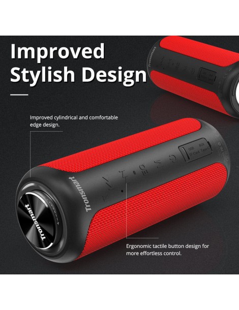 Tronsmart T6 Plus Edizione aggiornata Altoparlante portatile Bluetooth 5.0 con potenza fino a 40W Suono a 360° IPX6 NFC - Rosso Ultimo giorno