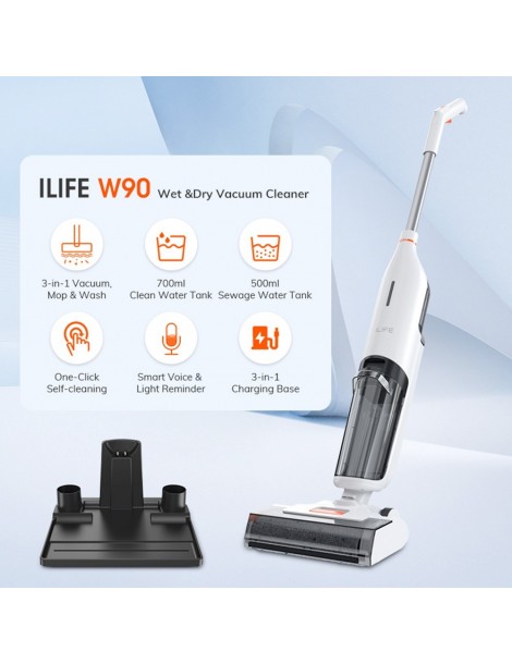 ILIFE W90 Aspirapolvere a secco senza filo 3 in 1 aspirapolvere e lavaggio autopulente serbatoio dell'acqua da 700 ml Convenienza