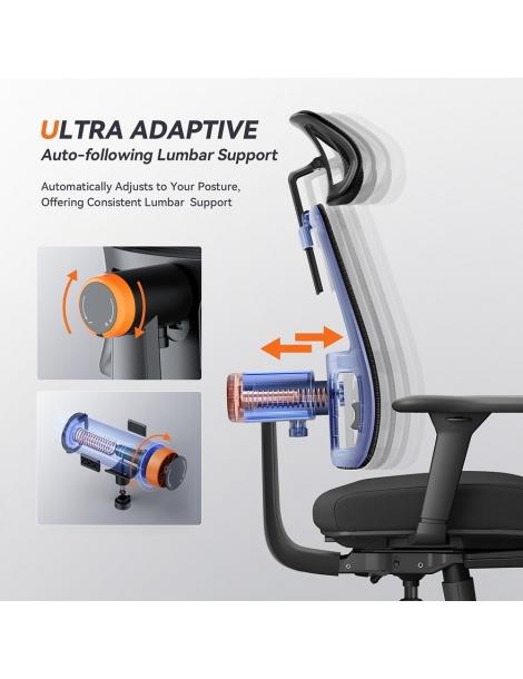 NEWTRAL MagicH-BP Sedia ergonomica con poggiapiedi schienale auto-avvolgente supporto lombare adattivo - Nero Saldi Di Fabbrica