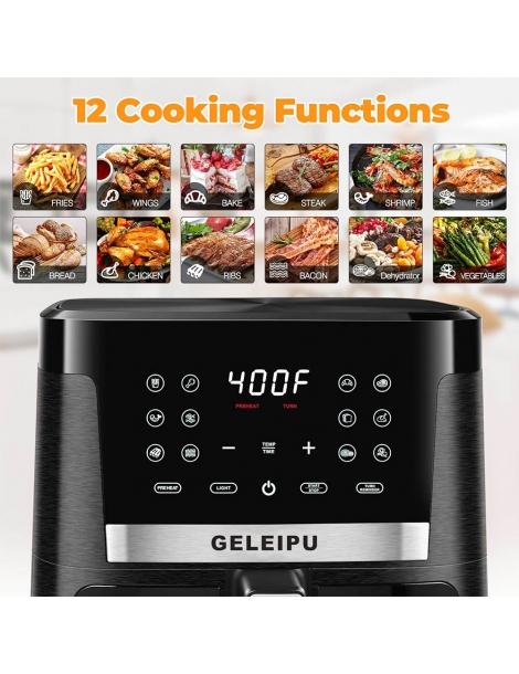 GELEIPU DL27 Friggitrice ad aria da 7 5 quarti potenza 1700W finestra di visualizzazione funzioni 12 in 1 Vendite Flash