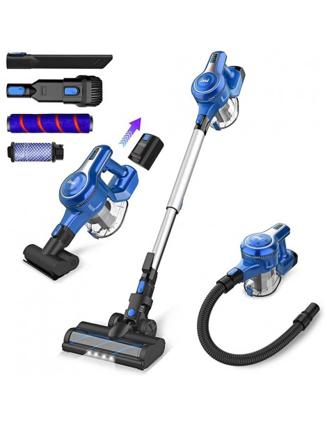 INSE S6 Aspirapolvere portatile a batteria 25 Kpa 2500 mAh Batteria agli ioni di litio Motore avanzato Brushless 250W - Blu Sconto di tempo limitato